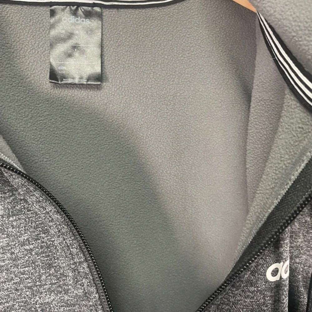 Adidas Full Zip Hoodie Mens Medium Gray Excellent Climawarm‎ 3-Stripes FL5611